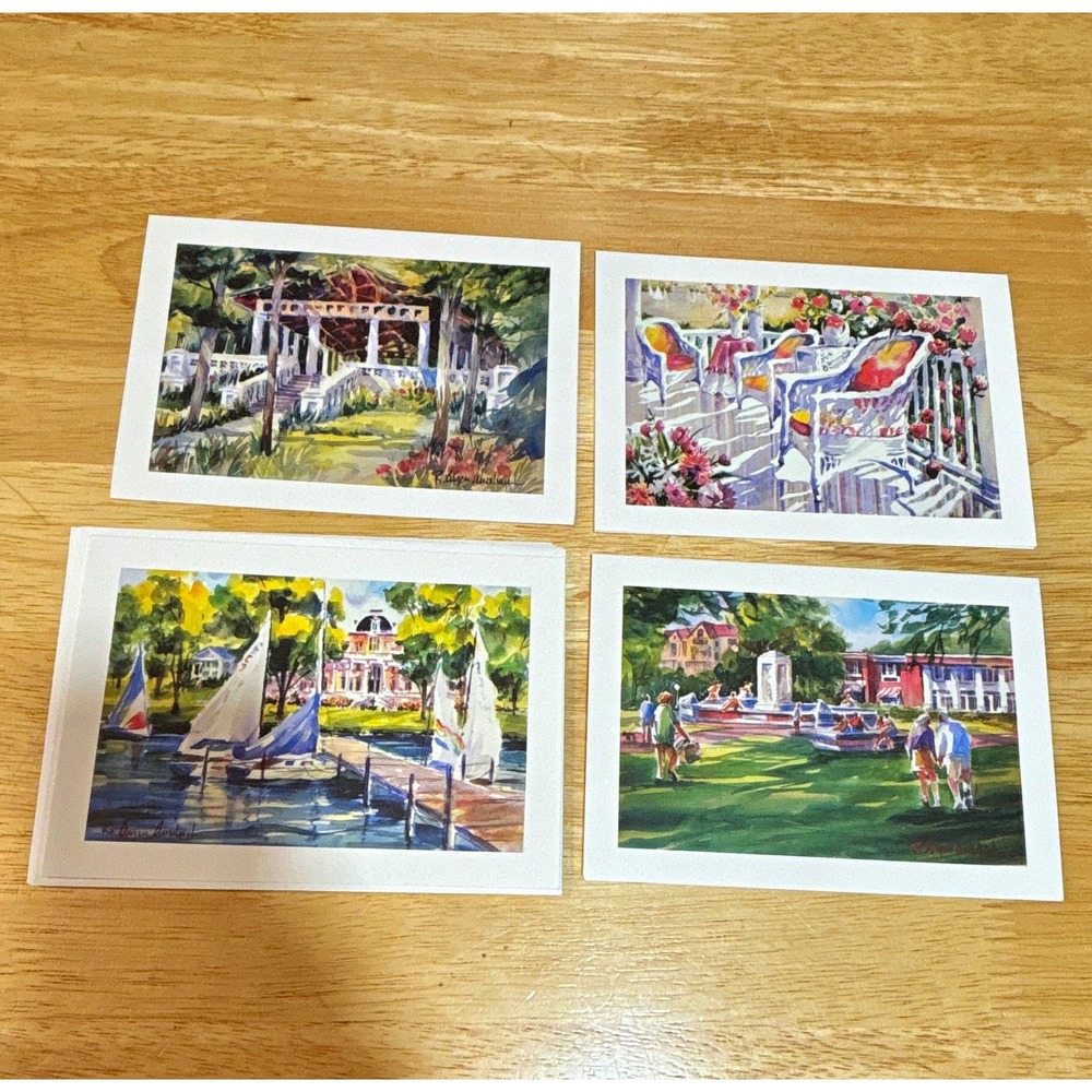 Rita Argen Auerbach Signed Set of 4 Chautauqua NY Landscape Prints/Greeting Card